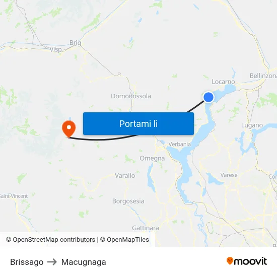 Brissago to Macugnaga map