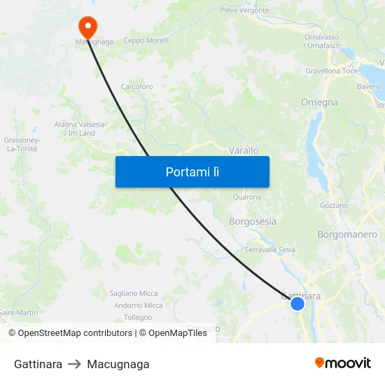 Gattinara to Macugnaga map