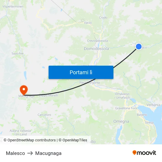Malesco to Macugnaga map