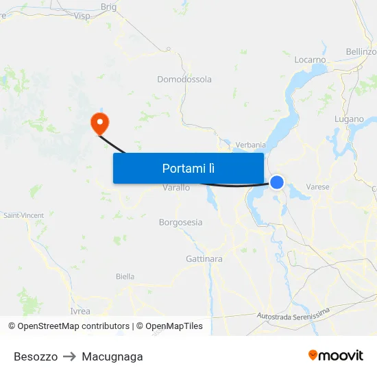 Besozzo to Macugnaga map