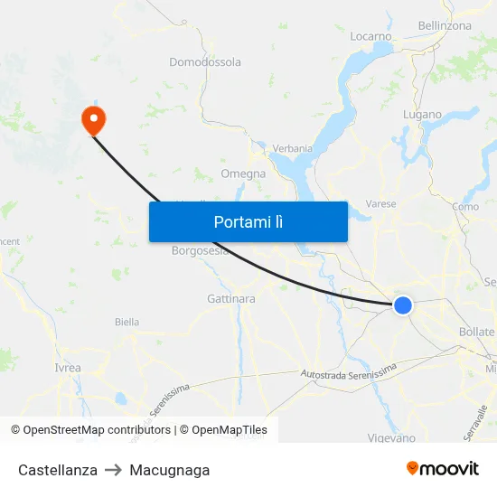 Castellanza to Macugnaga map