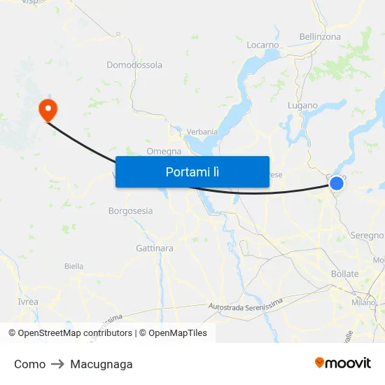 Como to Macugnaga map