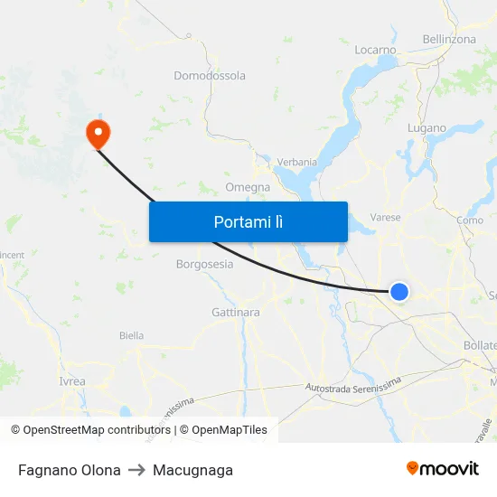 Fagnano Olona to Macugnaga map