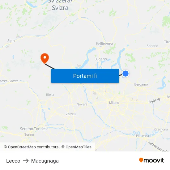 Lecco to Macugnaga map