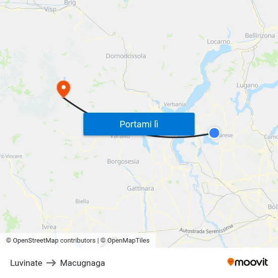 Luvinate to Macugnaga map