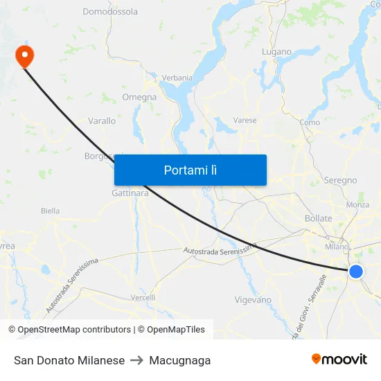 San Donato Milanese to Macugnaga map
