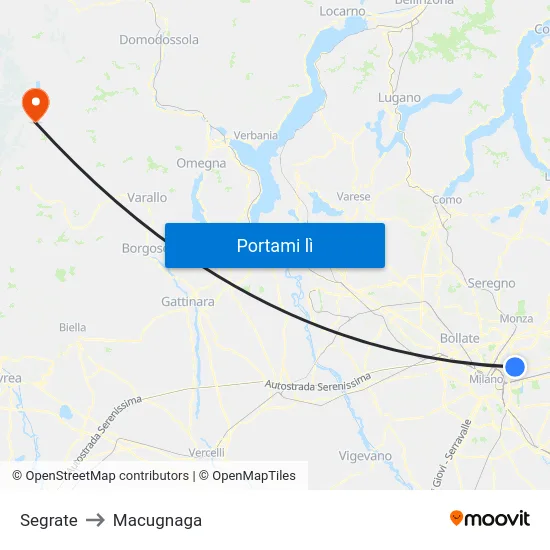 Segrate to Macugnaga map