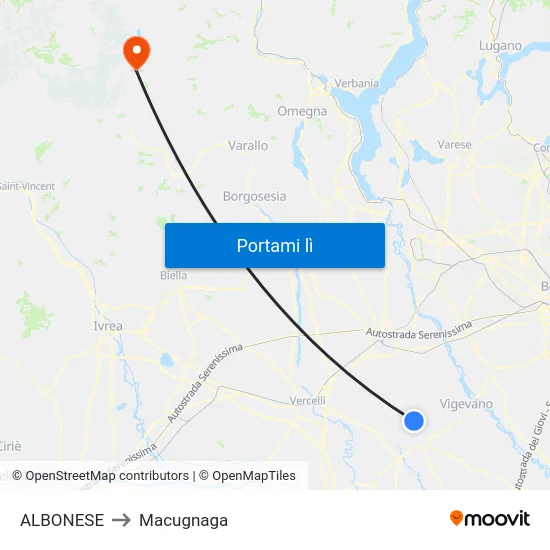 ALBONESE to Macugnaga map