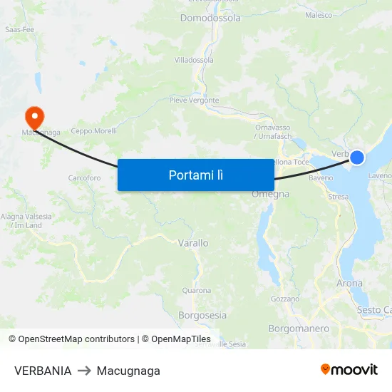 VERBANIA to Macugnaga map