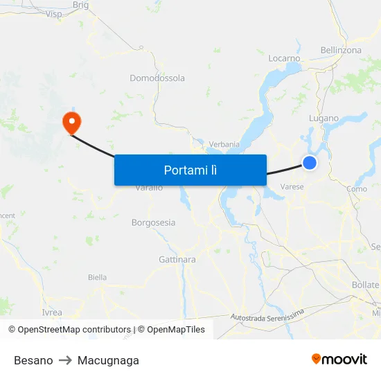 Besano to Macugnaga map