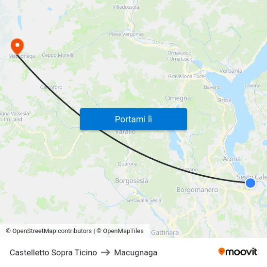 Castelletto Sopra Ticino to Macugnaga map