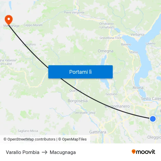 Varallo Pombia to Macugnaga map