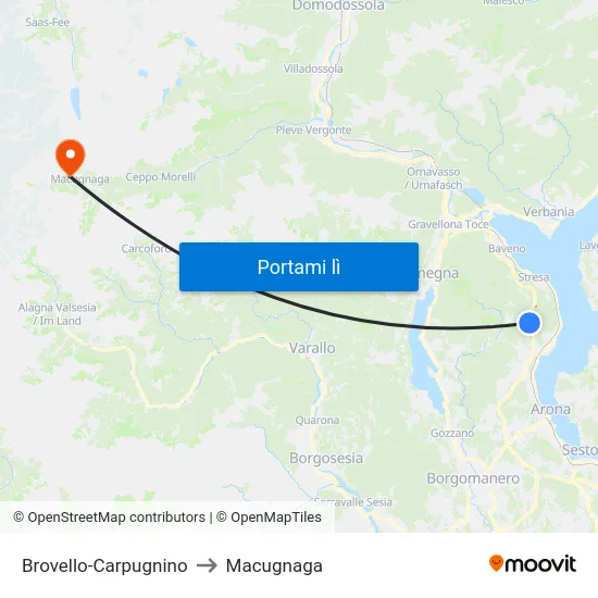Brovello-Carpugnino to Macugnaga map