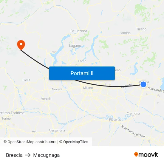 Brescia to Macugnaga map