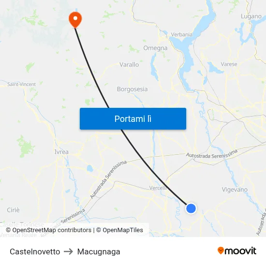 Castelnovetto to Macugnaga map