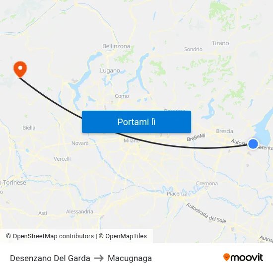 Desenzano Del Garda to Macugnaga map