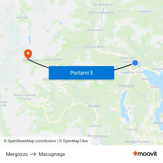 Mergozzo to Macugnaga map