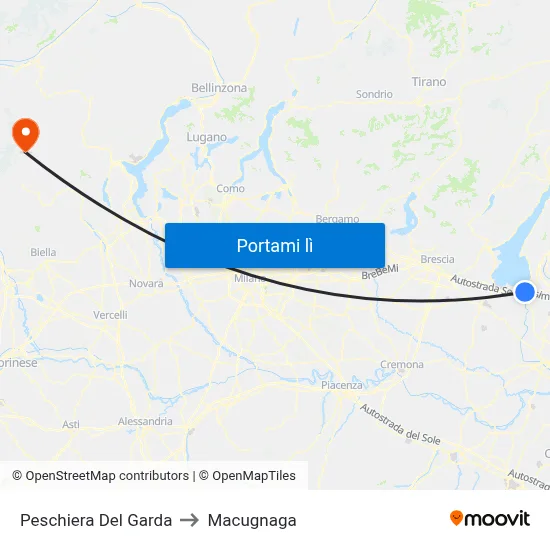 Peschiera Del Garda to Macugnaga map