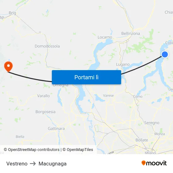 Vestreno to Macugnaga map