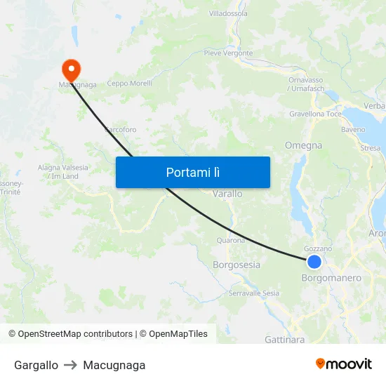 Gargallo to Macugnaga map