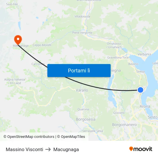 Massino Visconti to Macugnaga map