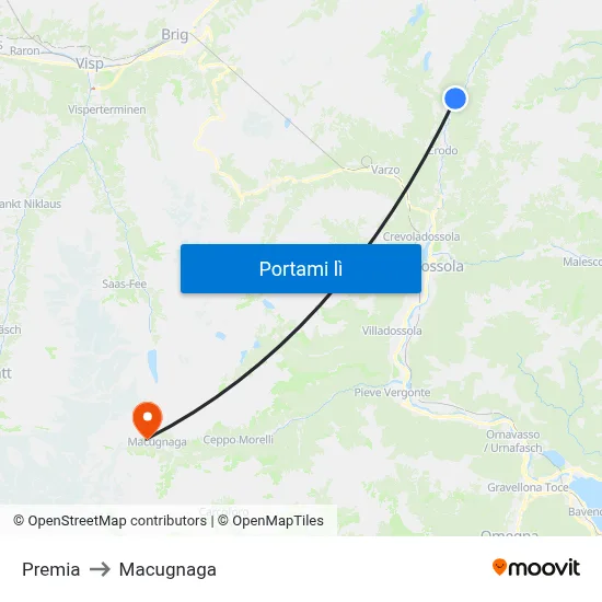 Premia to Macugnaga map