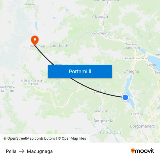 Pella to Macugnaga map