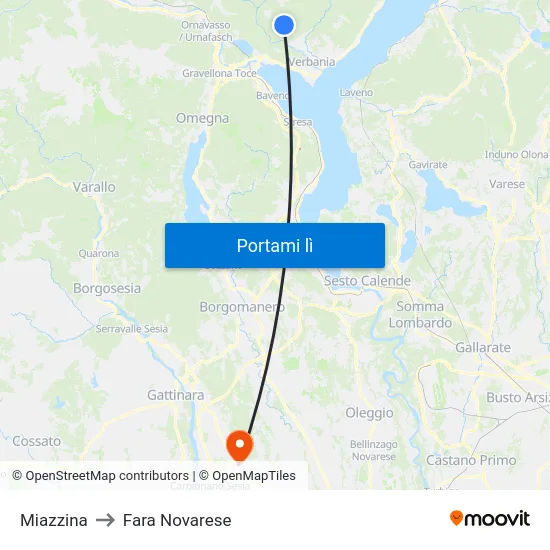 Miazzina to Fara Novarese map