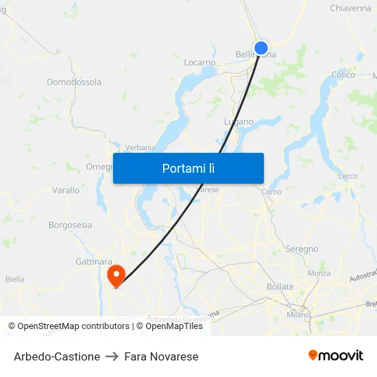 Arbedo-Castione to Fara Novarese map