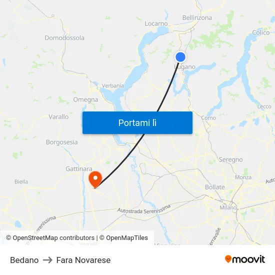 Bedano to Fara Novarese map