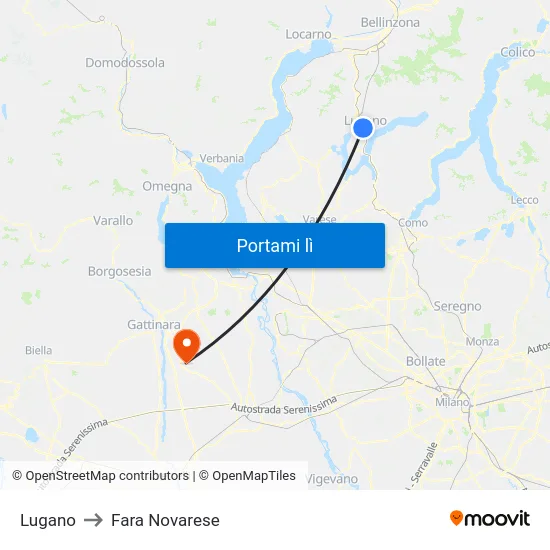 Lugano to Fara Novarese map
