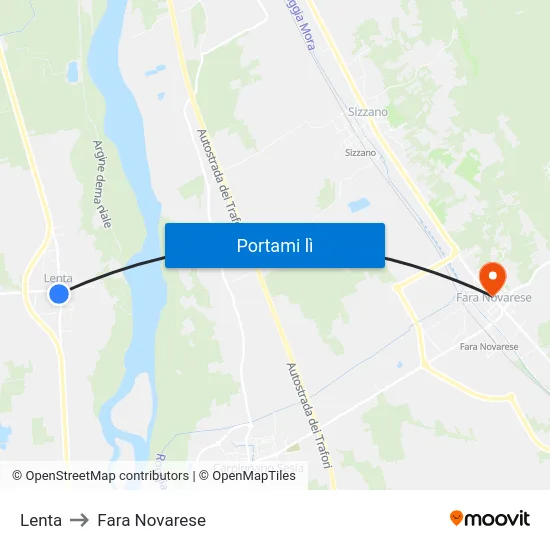 Lenta to Fara Novarese map