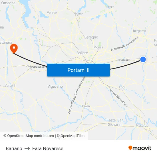 Bariano to Fara Novarese map