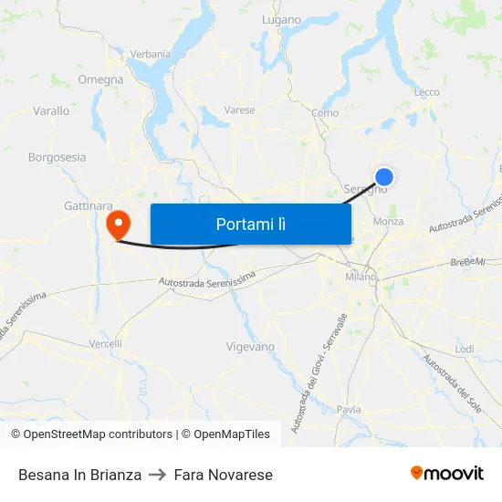 Besana In Brianza to Fara Novarese map
