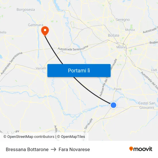 Bressana Bottarone to Fara Novarese map