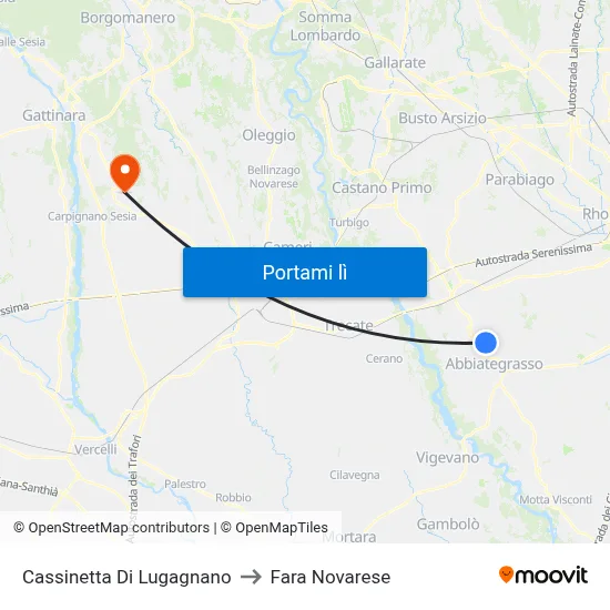 Cassinetta Di Lugagnano to Fara Novarese map