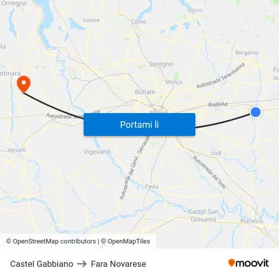 Castel Gabbiano to Fara Novarese map