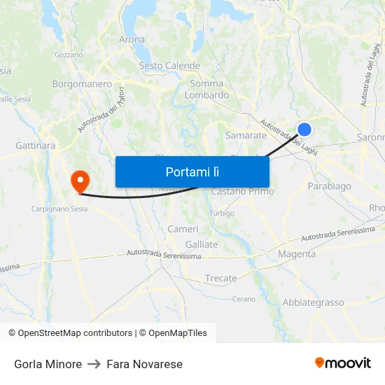 Gorla Minore to Fara Novarese map