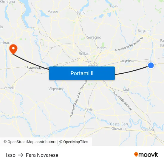 Isso to Fara Novarese map
