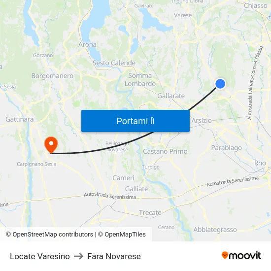 Locate Varesino to Fara Novarese map