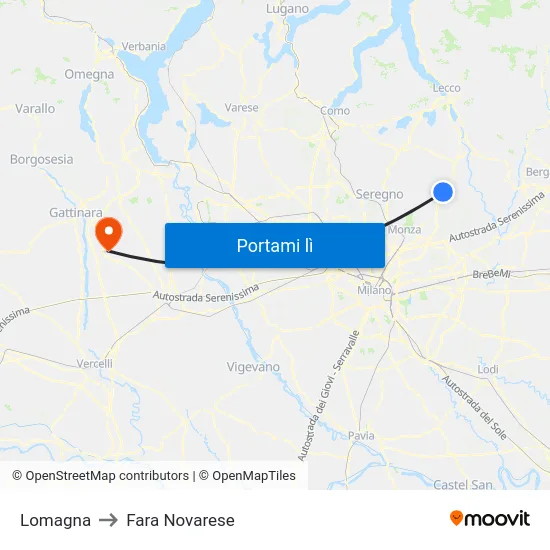 Lomagna to Fara Novarese map