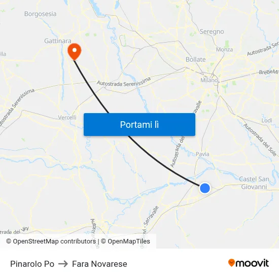 Pinarolo Po to Fara Novarese map
