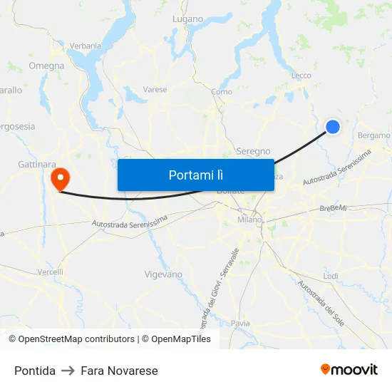 Pontida to Fara Novarese map