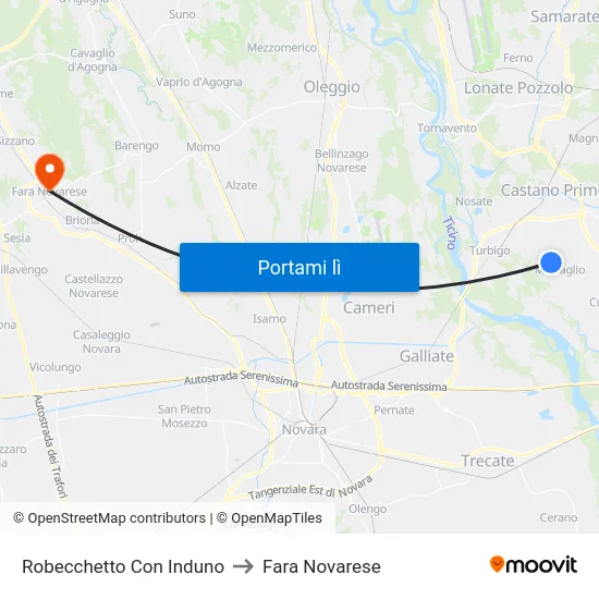Robecchetto Con Induno to Fara Novarese map