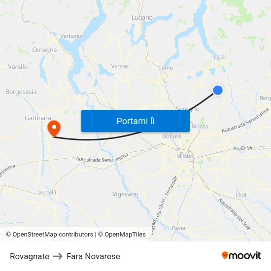Rovagnate to Fara Novarese map