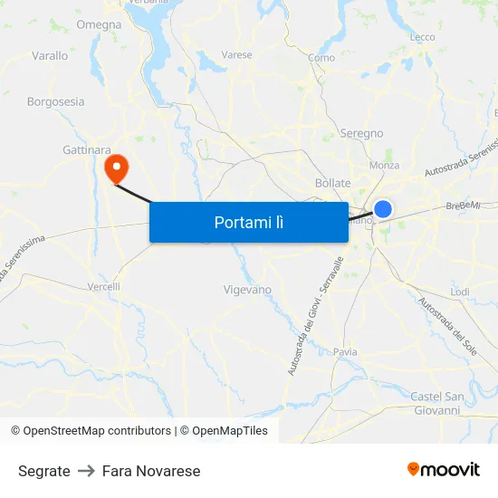 Segrate to Fara Novarese map
