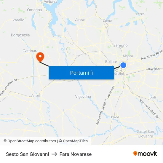Sesto San Giovanni to Fara Novarese map