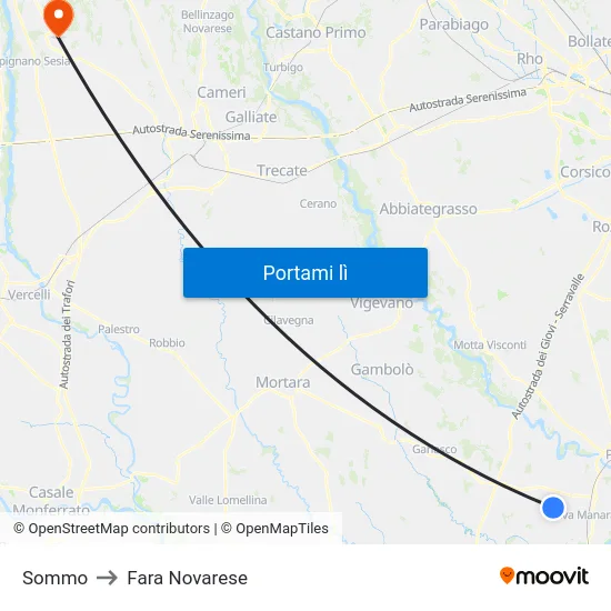 Sommo to Fara Novarese map