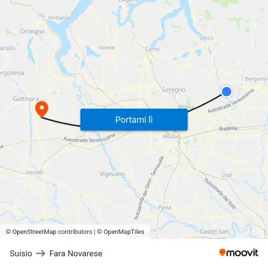 Suisio to Fara Novarese map