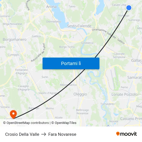 Crosio Della Valle to Fara Novarese map